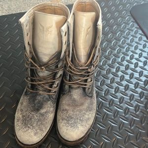 Distressed Frye Combat ankle boot